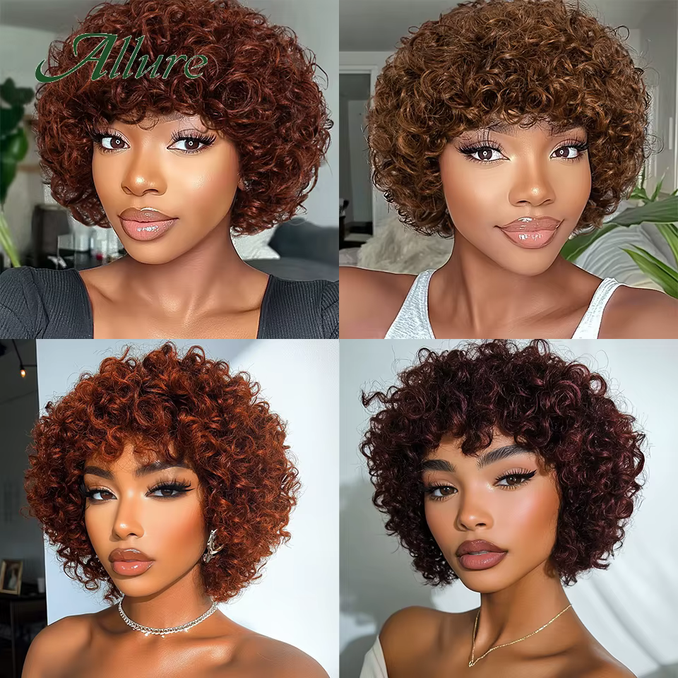 Perruques en cheveux humains Jerry Curly pour femmes noires, perruque courte pixie afro bouclée de 1