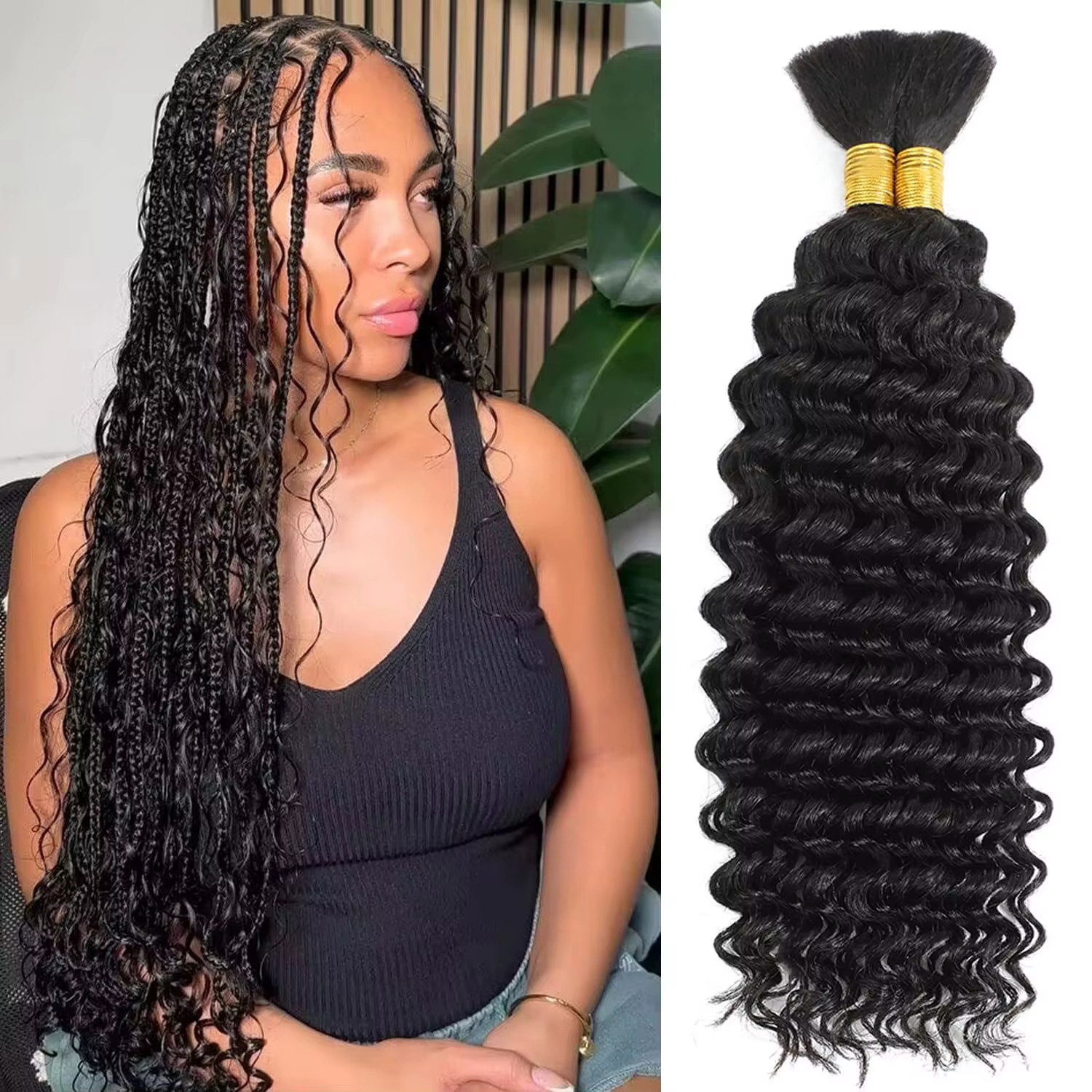 Tressage humain cheveux vague profonde en vrac cheveux humains 100g sans trame cheveux humains paque
