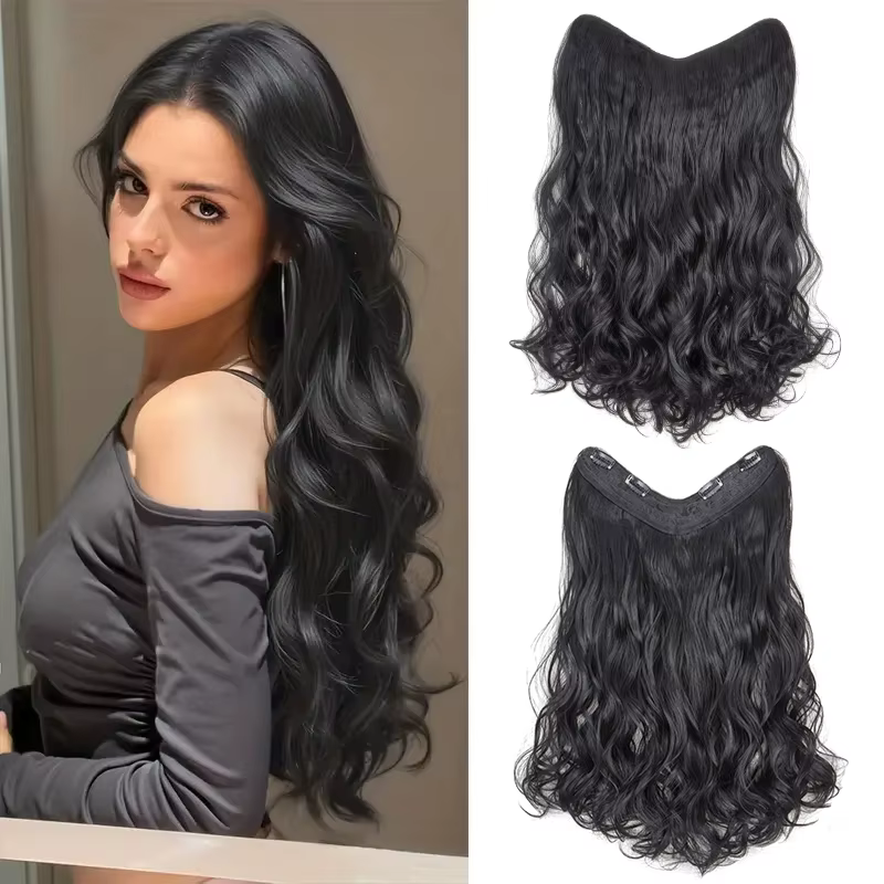 Extension capillaire synthétique longue de 24 pouces, postiche en forme de V, une pièce, cheveux inv