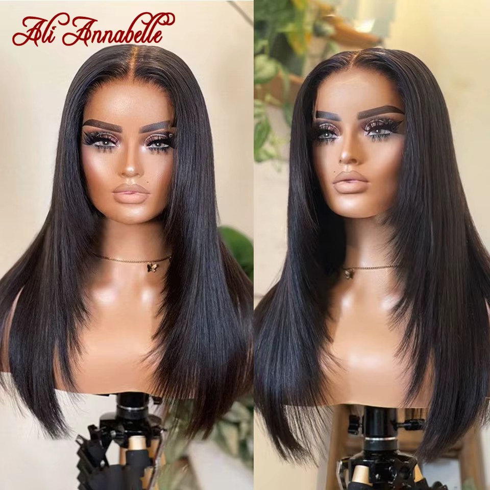 Wear Go perruques 6x5 pré-coupées dentelle cheveux raides coupe en couches sans colle perruques perr