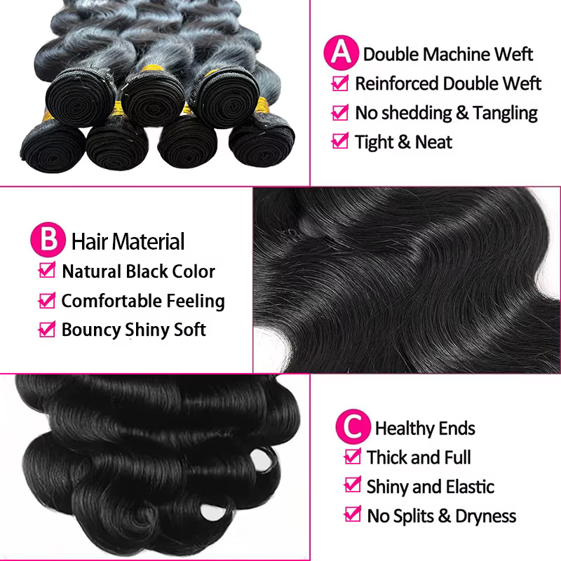 Extensions de cheveux humains naturels ondulés, 22, 24, 26 pouces, cheveux vierges brésiliens, 3/4 p