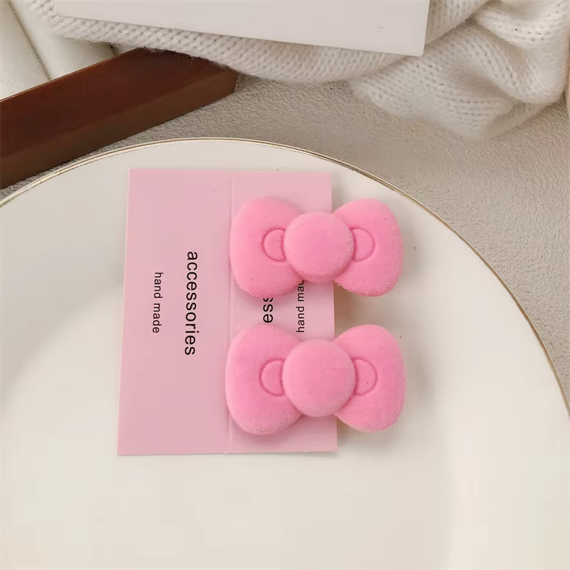 Ensemble de pinces à cheveux avec nœud en velours pour filles, 2 pièces, Clips latéraux mignons en f