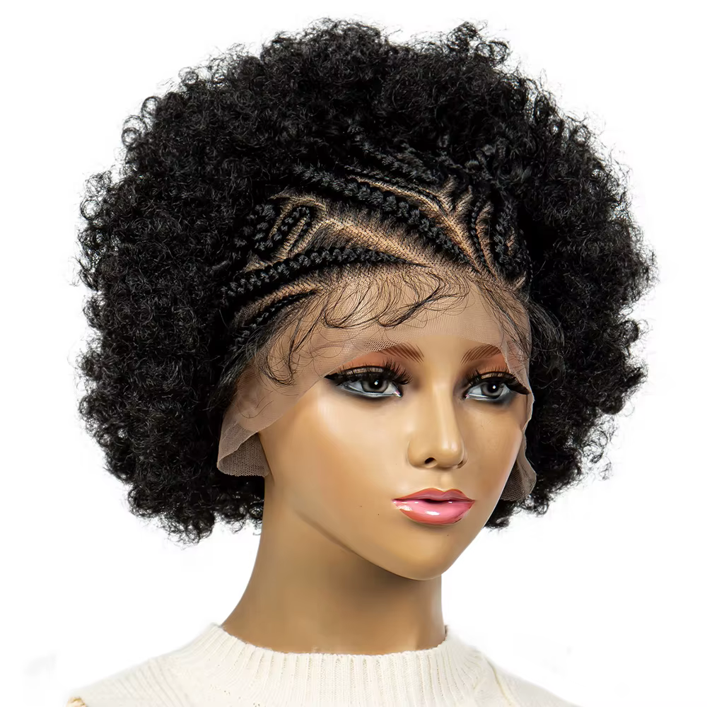 Perruque Afro crépue bouclée, perruques tressées courtes de 6 pouces pour femmes noires, perruques s