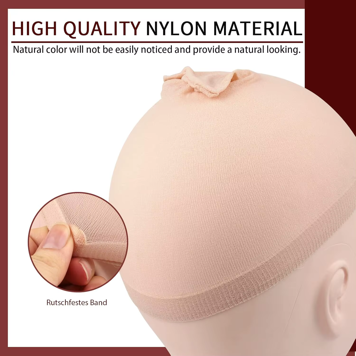 Bonnet de perruque 2 pièces bonnets de perruque en nylon bonnets de perruque noirs nus pour femmes b