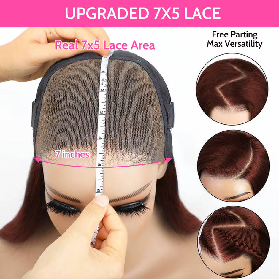 ISEE Hair 7x5 couleur marron chocolat coupe superposée sans colle vague de corps perruque 100% perru
