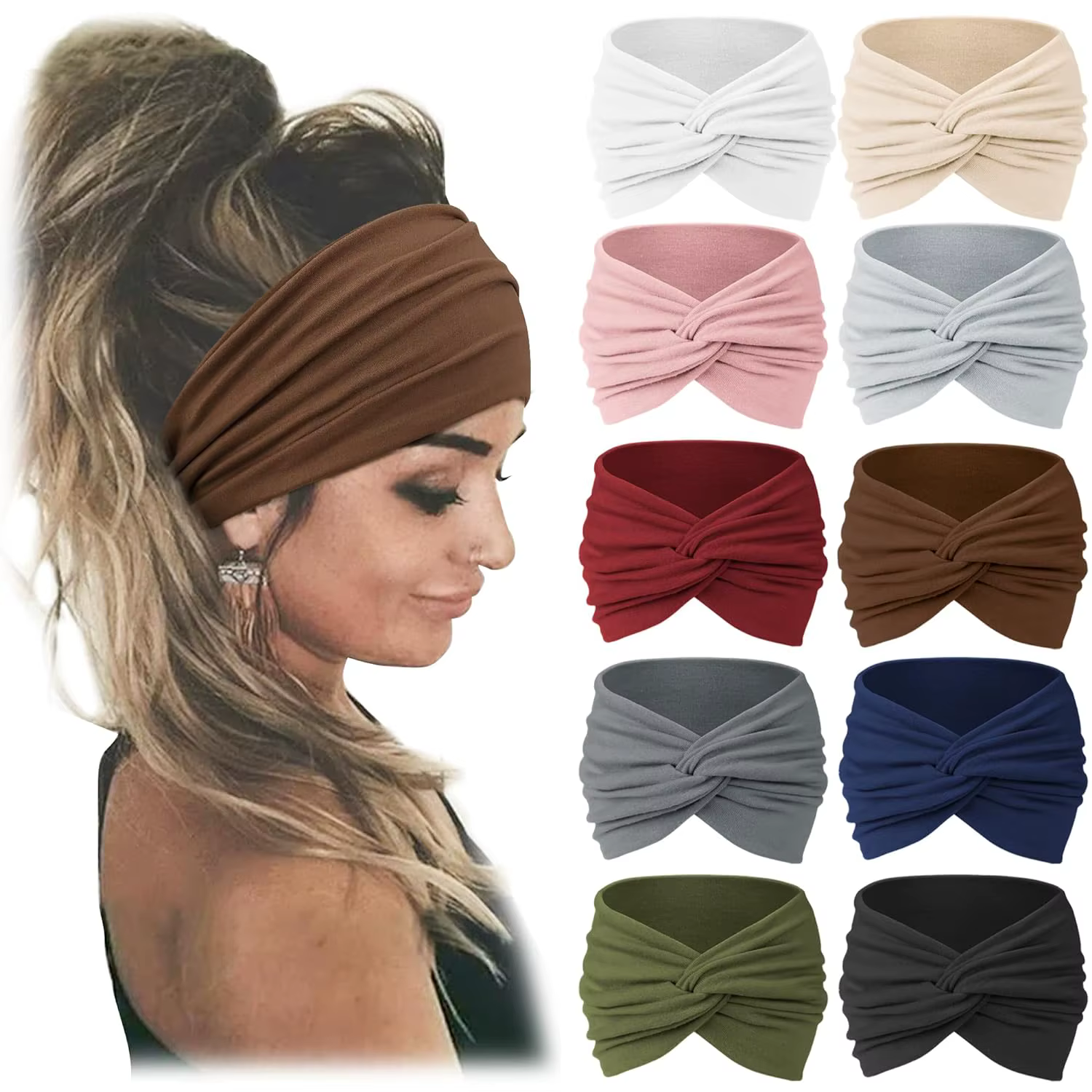Bandeau de sport bohème européen et américain pour femmes, large, élastique, accessoires pour cheveu