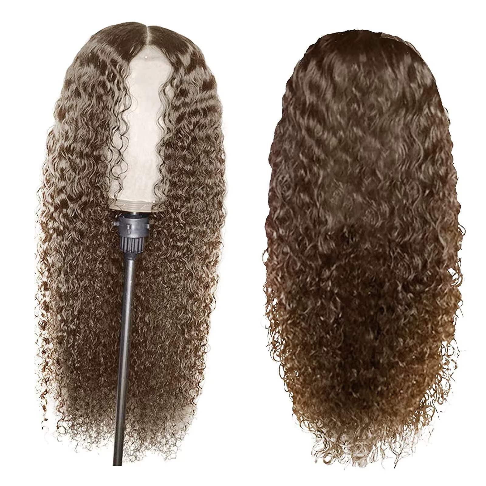 Perruque Lace Front Wig péruvienne naturelle, cheveux bouclés, sans colle