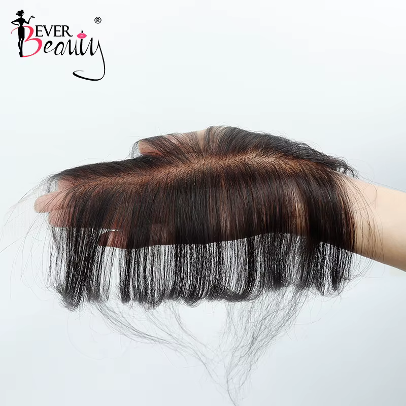 Frange de cheveux humains coupe émoussée, dentelle de cristal HD 3D, cheveux naturels, extensions de