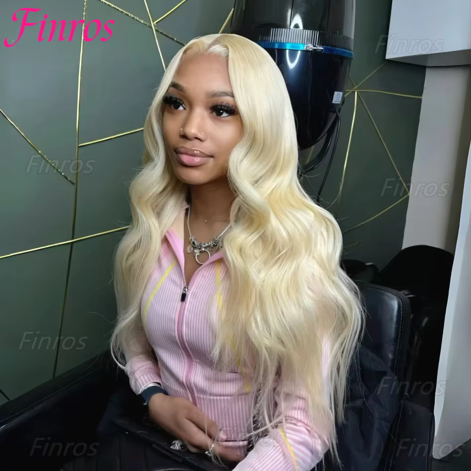 Perruque de cheveux humains blonds ondulés de 30 pouces avec dentelle frontale 13x6 HD, pré-épilée 6