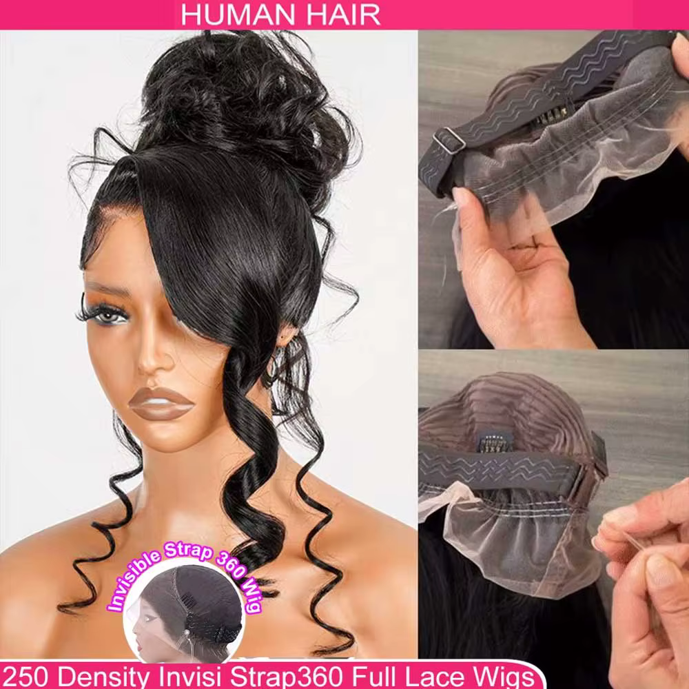 Invisi-Perruque Full Lace Wig 360 sans colle, cheveux humains, pre-à-porter, transparent HD, Body Wa
