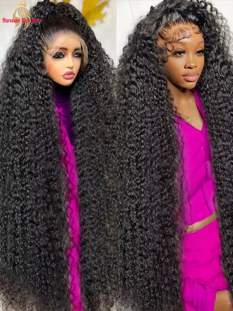 Perruques en cheveux humains ondulés profonds de 30, 40, 44 pouces, avec dentelle frontale HD 13x4, 