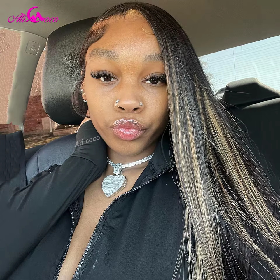 Mise à niveau 13x6 mettre en évidence perruques cheveux humains pour les femmes 1B 27 Blonde dentell