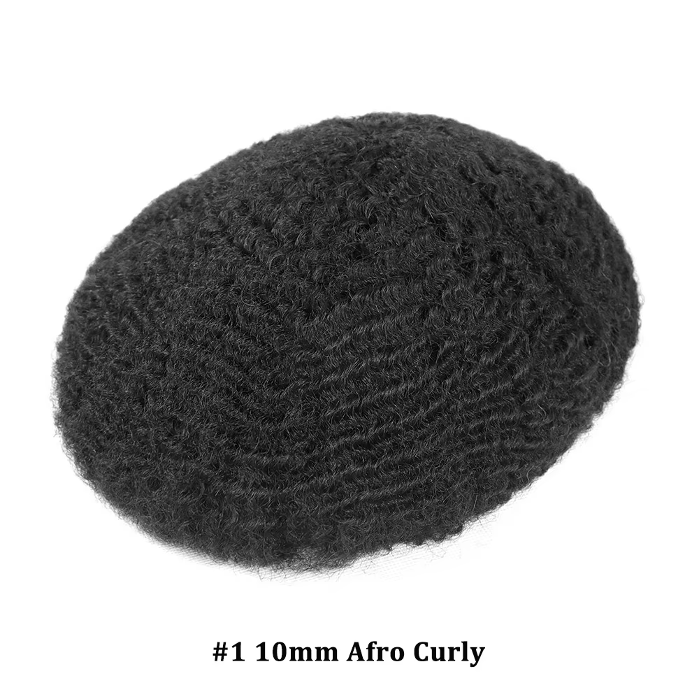 Afro toupet pour hommes peau mince système de remplacement de cheveux humains hommes prothèse de che