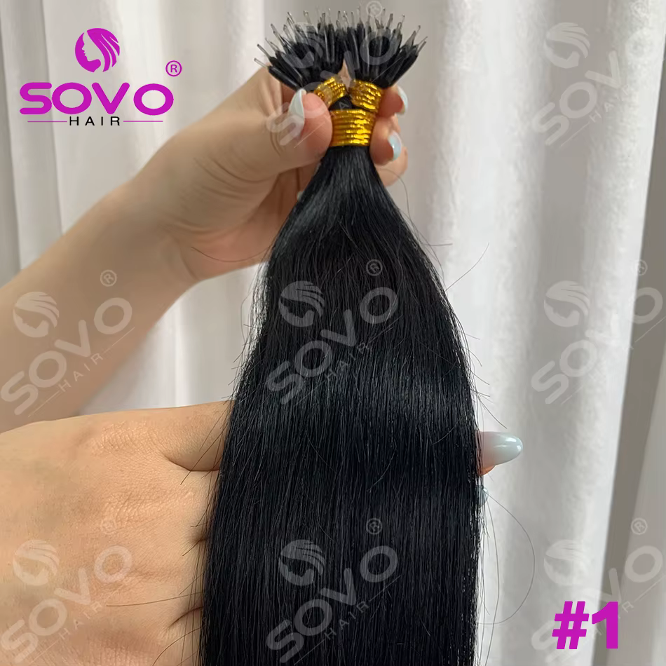 Extensions de cheveux naturels blonds 100 mèches, micro-anneaux, micro-liens, boucles à micro-perles