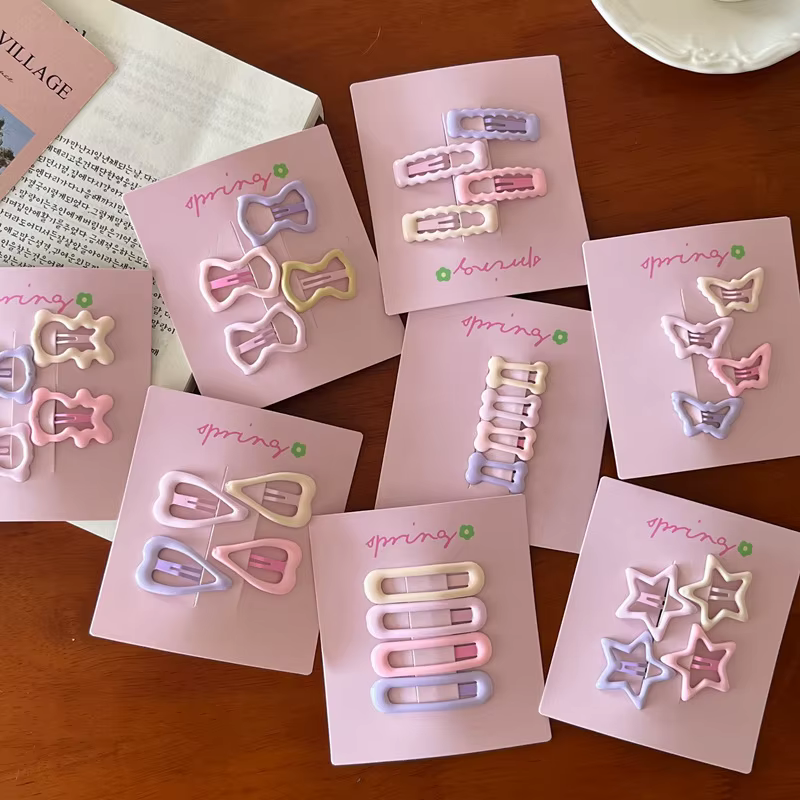 Mini pinces à cheveux géométriques colorées pour filles, 4 pièces/ensemble, ornements pour cheveux,