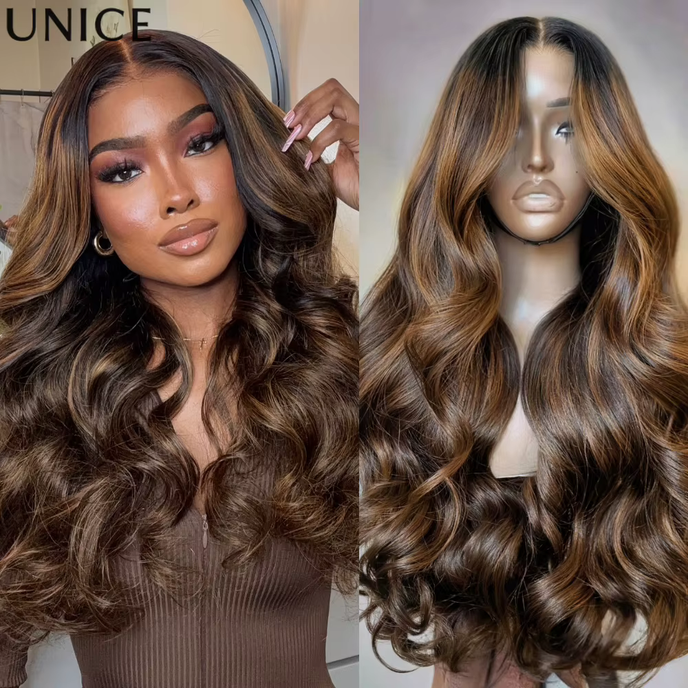 UNice 7x5 Bye Bye Slip ™   Balayage mettre en évidence la perruque sans colle de cheveux humains de 