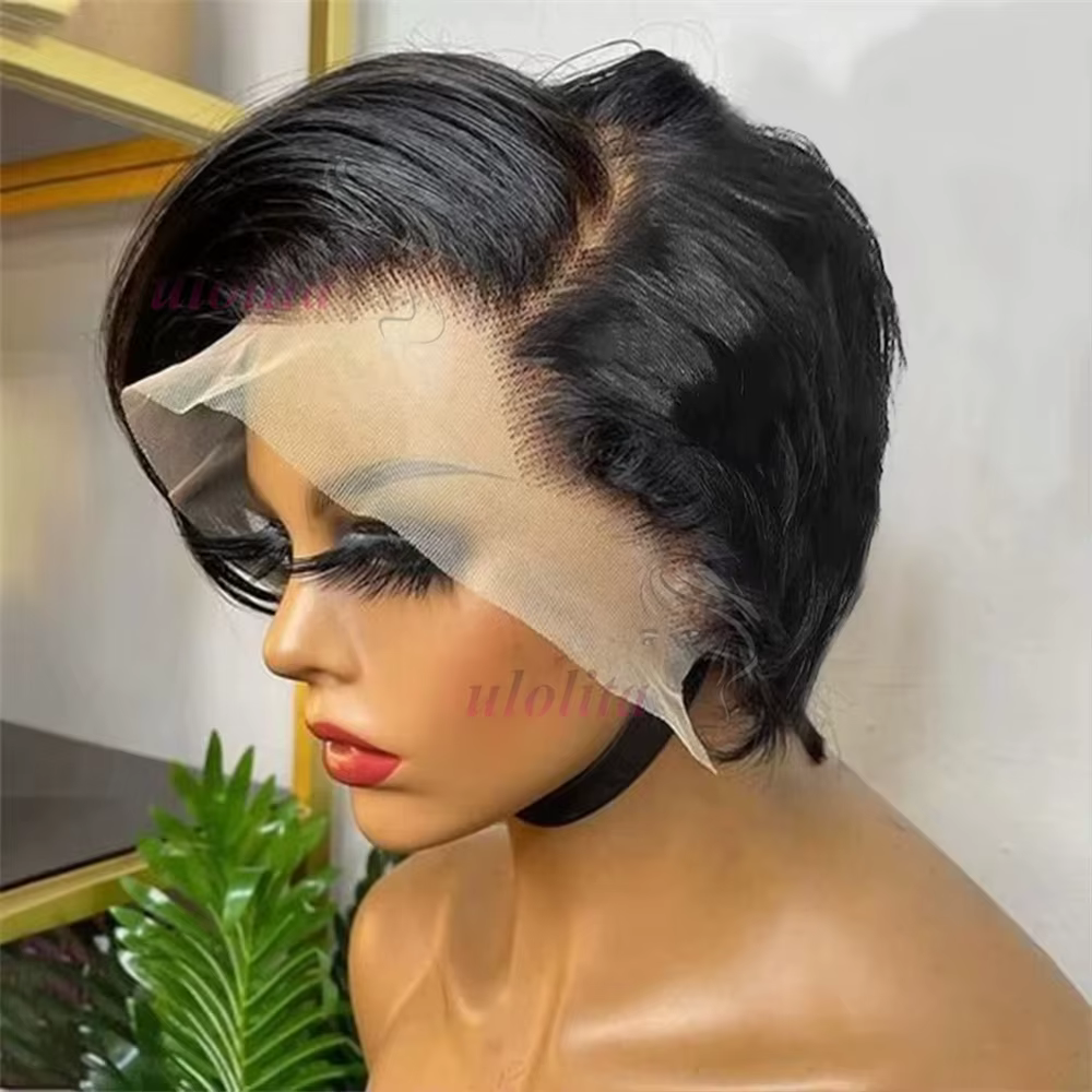 Perruque Lace Frontal 13x4 en cheveux humains Remy brésiliens, ondulée, avec ligne de cheveux pré-ép