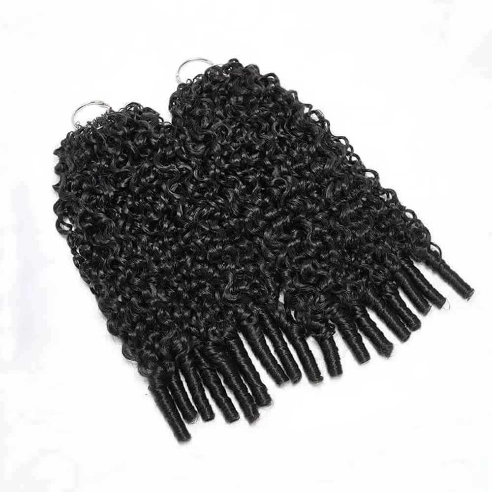 Extensions de cheveux humains bouclés birmanes au crochet, sans nœuds, pré-séparées, avec pointes bo