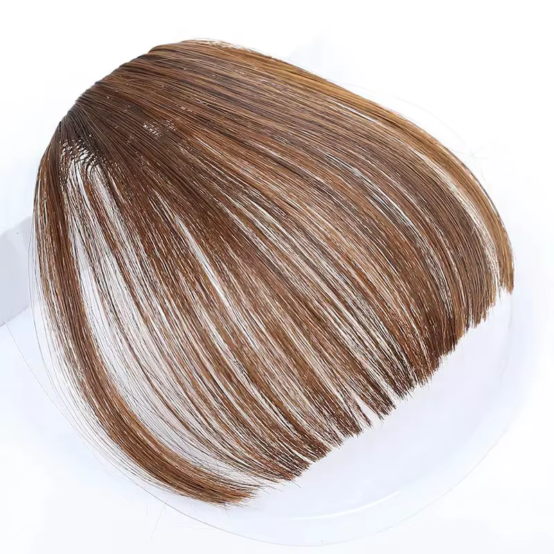 Frange de cheveux synthétique style air 3D, extension capillaire légère facile à porter avec clip