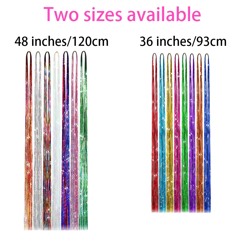 Extensions capillaires synthétiques scintillantes 93/120cm, guirlandes colorées arc-en-ciel, couvre-