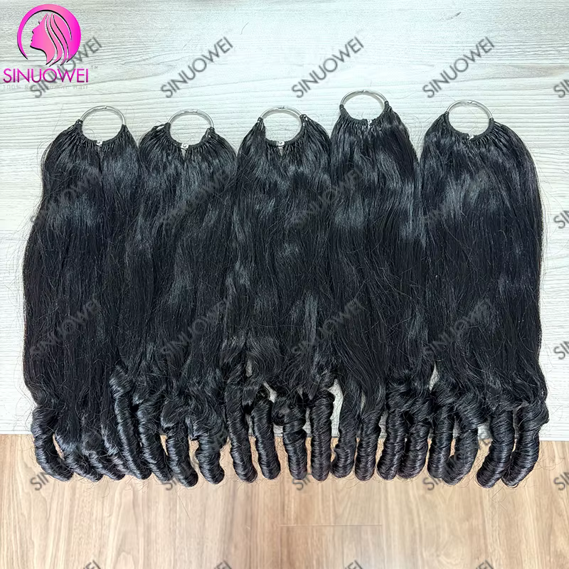Extensions de cheveux humains au crochet French Curls, noir naturel, fabriquées à la machine, pré-ét