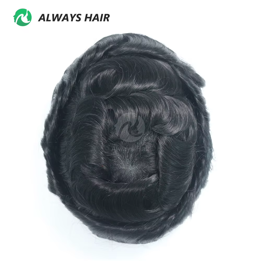 Unité de système de cheveux invisibles pour hommes, toupet à Base Super fine de 0.03 à.04mm, cheveux