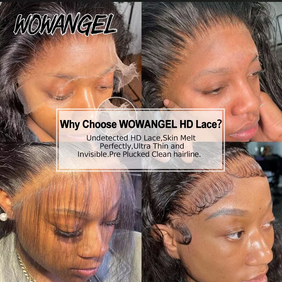 Wow Angel-Full Frmetals Only Body Wave pour femme, cheveux humains en dentelle HD invisible, partie 