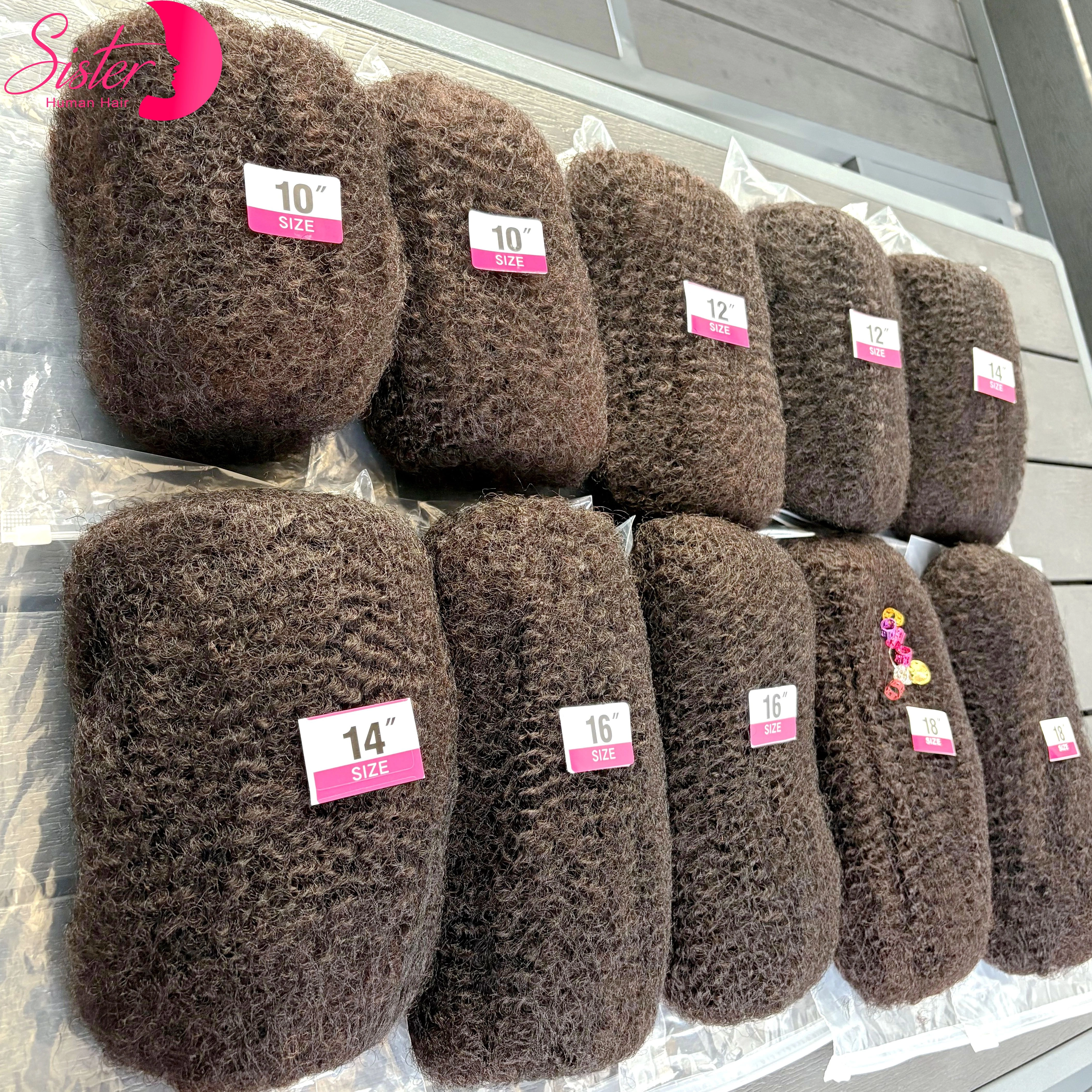 30 ou 50 g/paquet 10-18 pouces 4C Afro crépus en vrac Extensions de cheveux humains sans trame brési