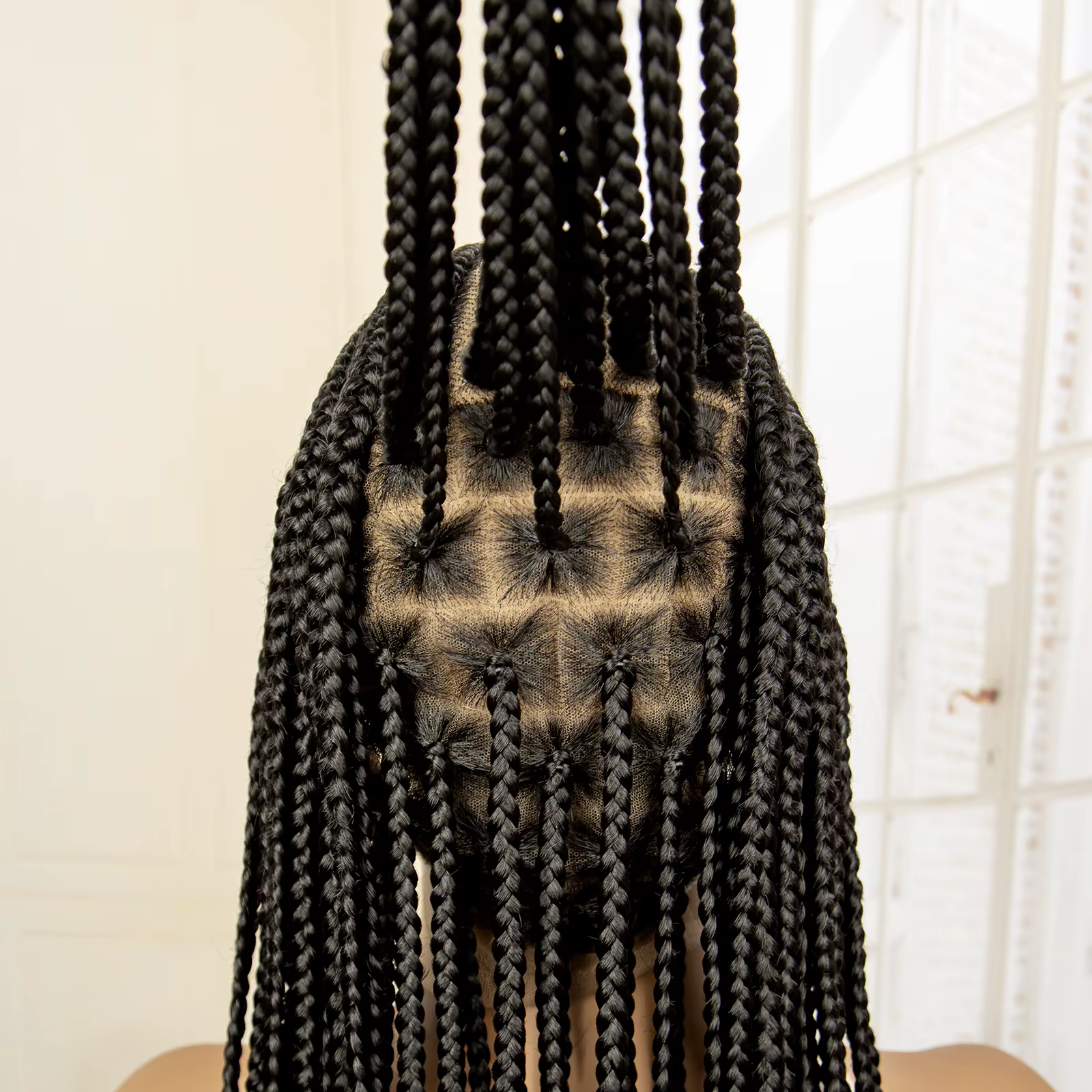 Perruques tressées Afro synthétiques pleine dentelle, tresses au dos sans nœuds en boîte pour femmes
