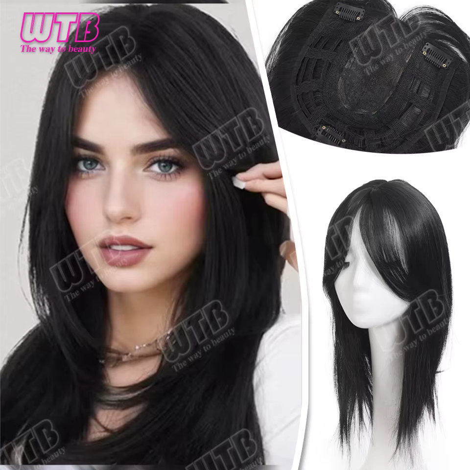 Perruque de remplacement WTB, perruque synthétique à cheveux raides avec frange à la mi-chair, adapt