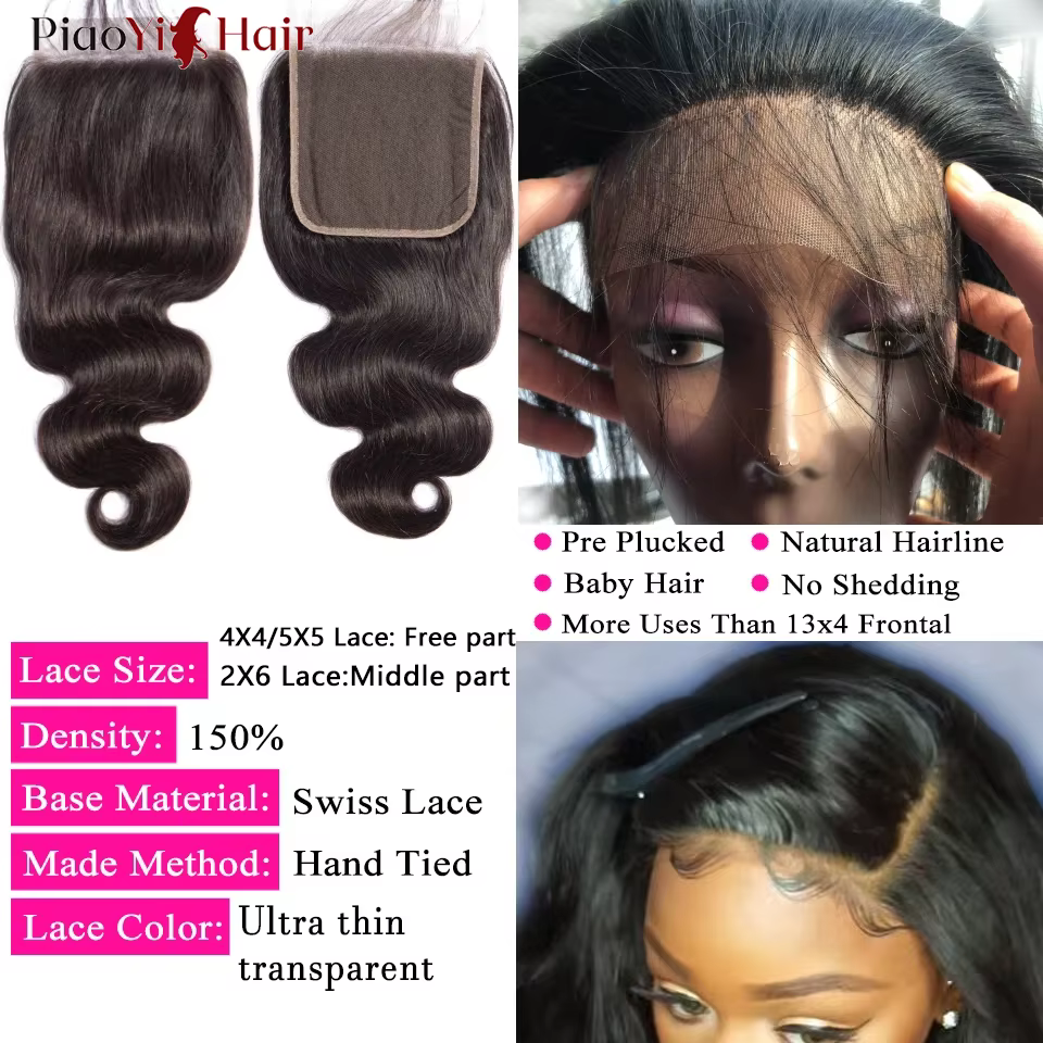 Paquets de vague de corps 100% cheveux humains avec fermeture 4x 4/5x5 20 22 24 pouces paquets d'ext