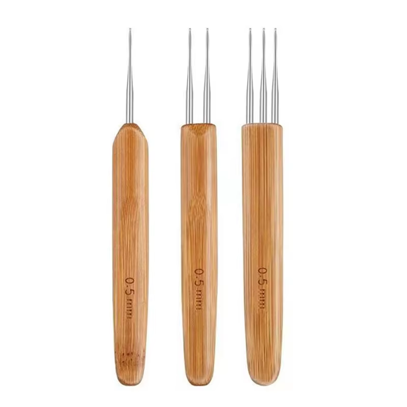 1 pièce 0.5mm/0.75mm Dreadlock Crochet bois Crochet aiguilles cheveux Dreadlocks outil pour tresse a
