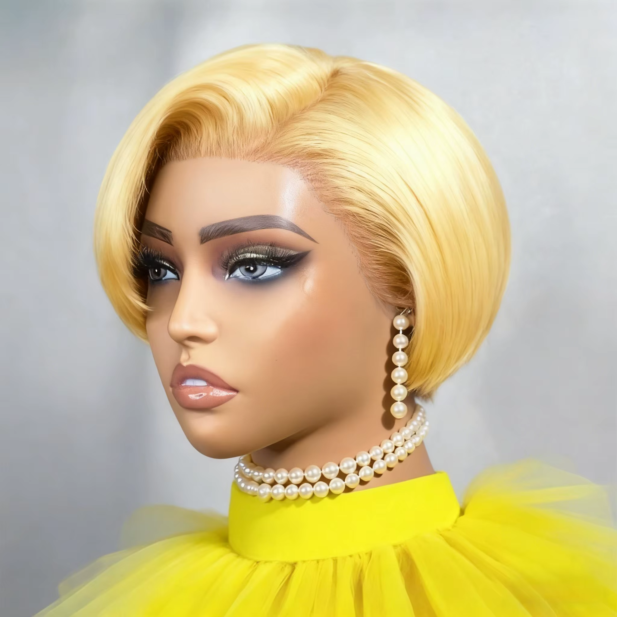 Perruque coupe lutin cheveux humains 13x4 perruques avant de dentelle 8 pouces perruques courtes Bob