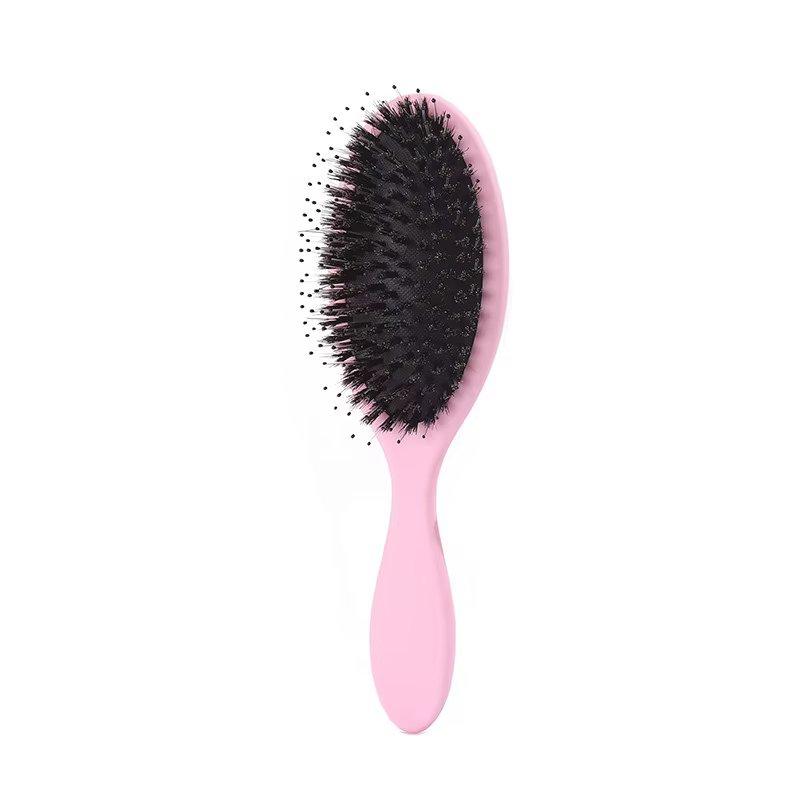 Brosse à cheveux en poils de sanglier à finition mate avec dents en nylon pour extensions, brosse co