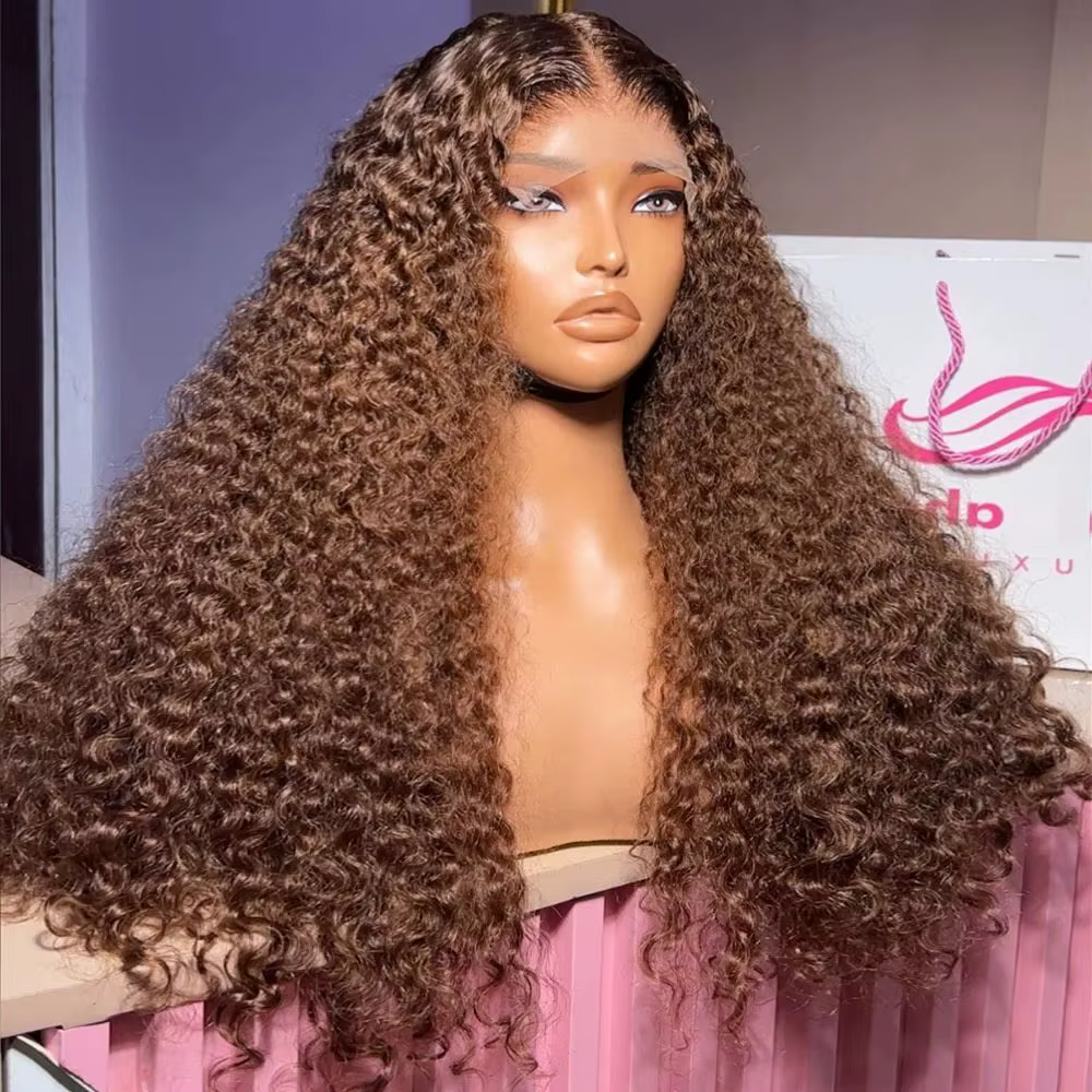 Perruques Lace Front Ondulées Marron Chocolat 40 Pouces, Perruque Frontale HD Deep Wave 13x4 13x6, P