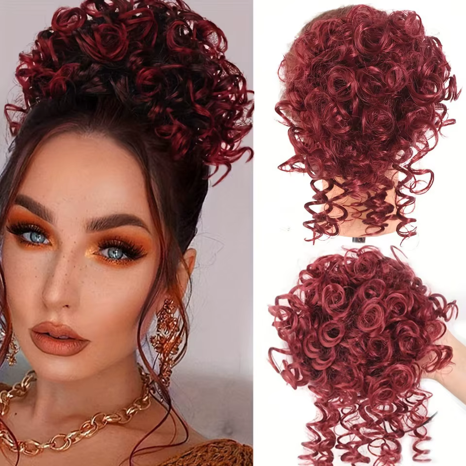Chignons synthétiques bouclés à cordon, extensions courtes bouclées pour queue de cheval, faux chign