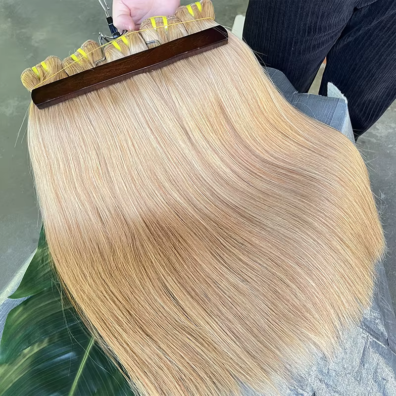 # 27 miel blond os droit 100% cheveux humains paquets non transformés cheveux vierges crus armure Ex