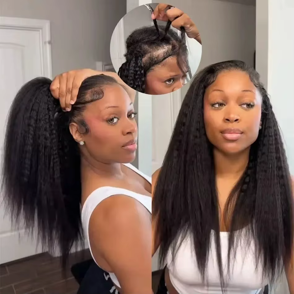 Extensions de cheveux humains brésiliens pré-séparées, tressées au crochet, style Kinky Straight, sa
