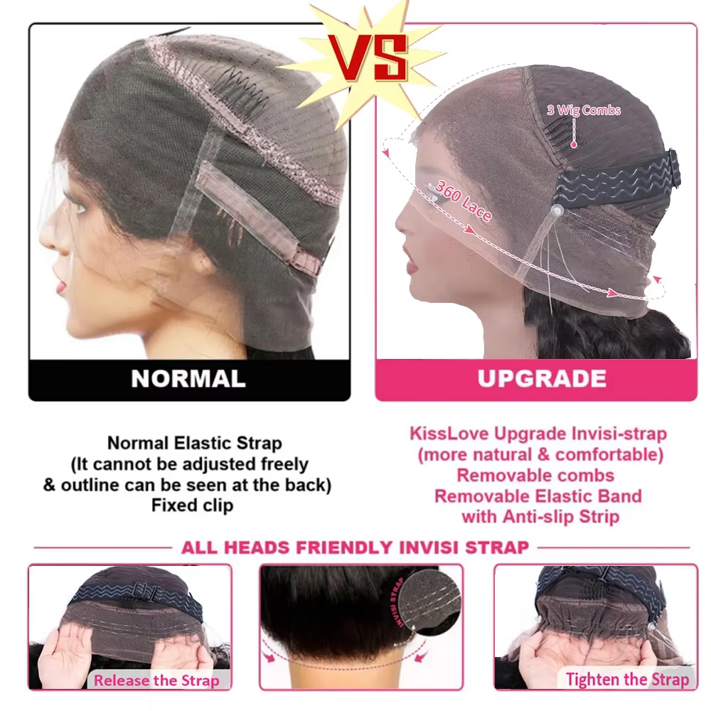 250% 18-36 pouces Invisi sangle 360 pleine perruque de dentelle eau profonde bouclée 100% cheveux hu