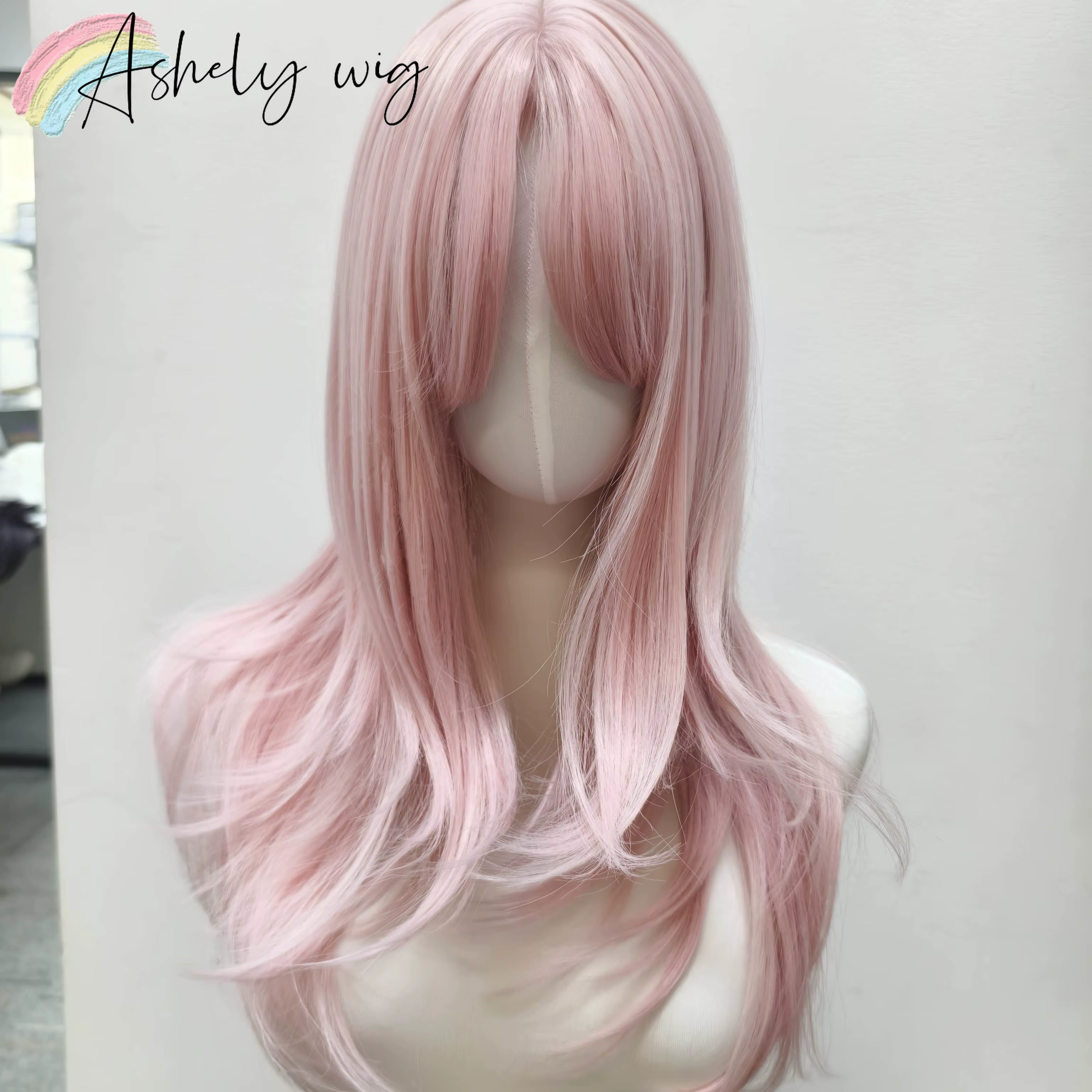 Ashely Rose perruque Lolita femme bandeau corps ondulé Rose modèles de cheveux en frange française h