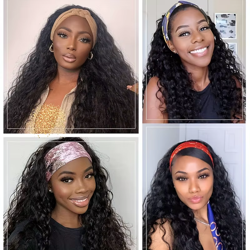 Cheveux humains 200% densité bandeau perruque perruques de cheveux humains porter et aller sans coll