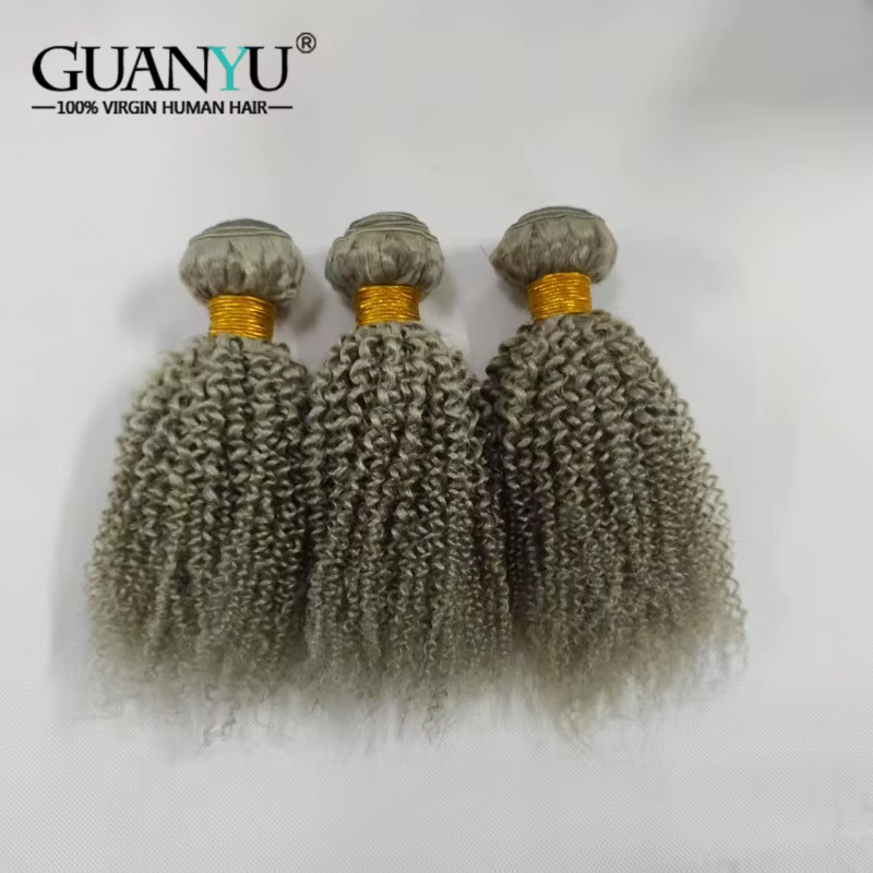 Mèches brésiliennes 100% naturelles Remy bouclées et crépues grises, Extensions de cheveux, offres e