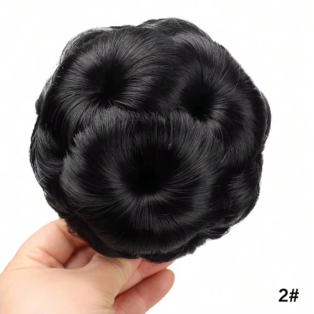 Pince à cheveux synthétique en forme de fleur, postiche pour chignon, extension de cheveux artificie