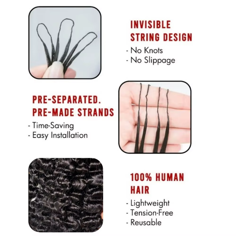 Millionaire Queen 15A Crochet plume cheveux humains birmans bouclés pré-séparés Crochet Extensions d