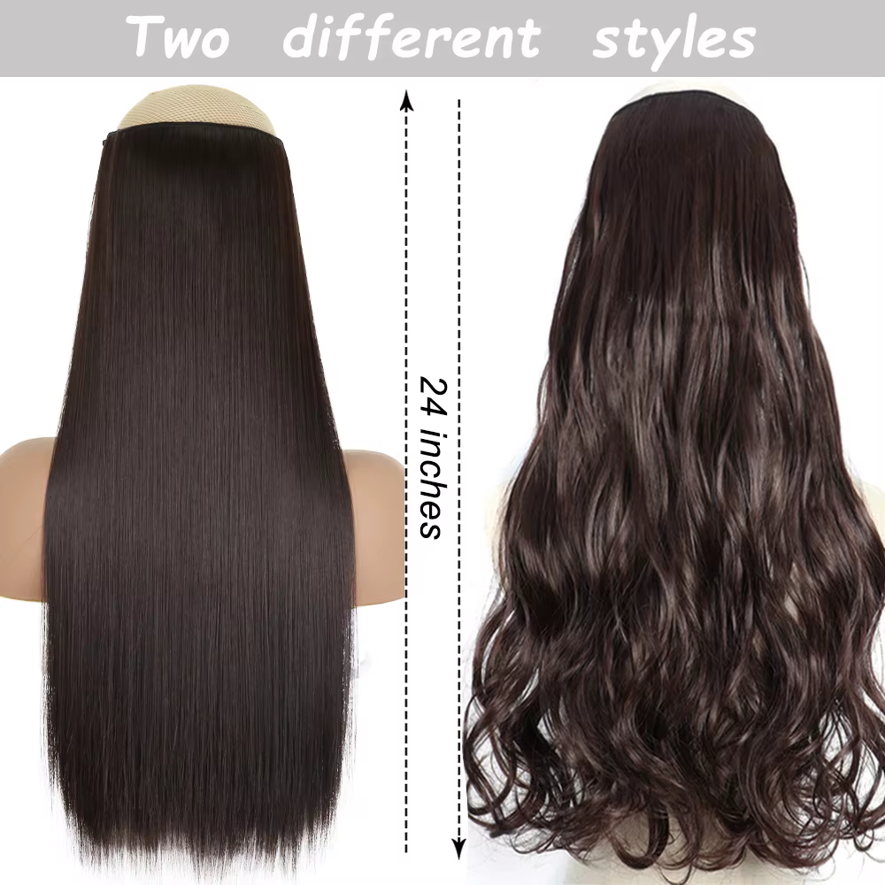 Extension capillaire synthétique longue et lisse à Clip, 5 Clips, faux cheveux blonds, bruns et noir