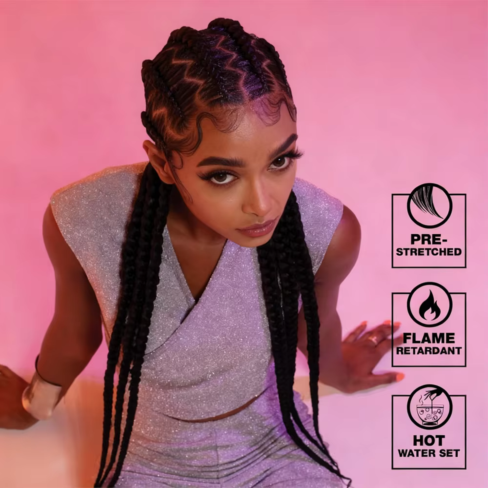 38 pouces 4x Sensationnel pré-câché tresse de cheveux synthétiques kanekalon ignifuge pour tresse de