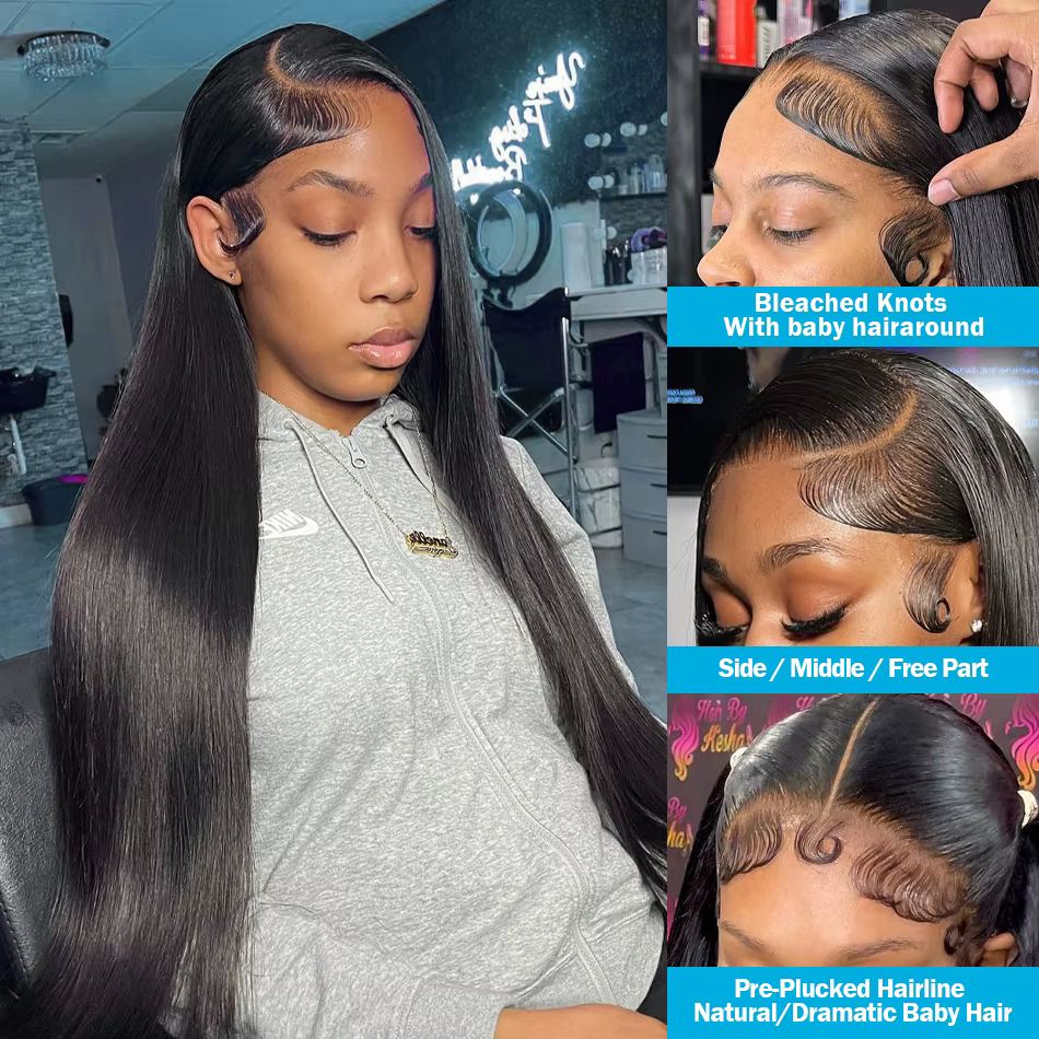 Wulala-Perruque Full Lace Wig naturelle lisse Sophia, cheveux humains, 13x4, 13x6 HD, pre-plucked, 3