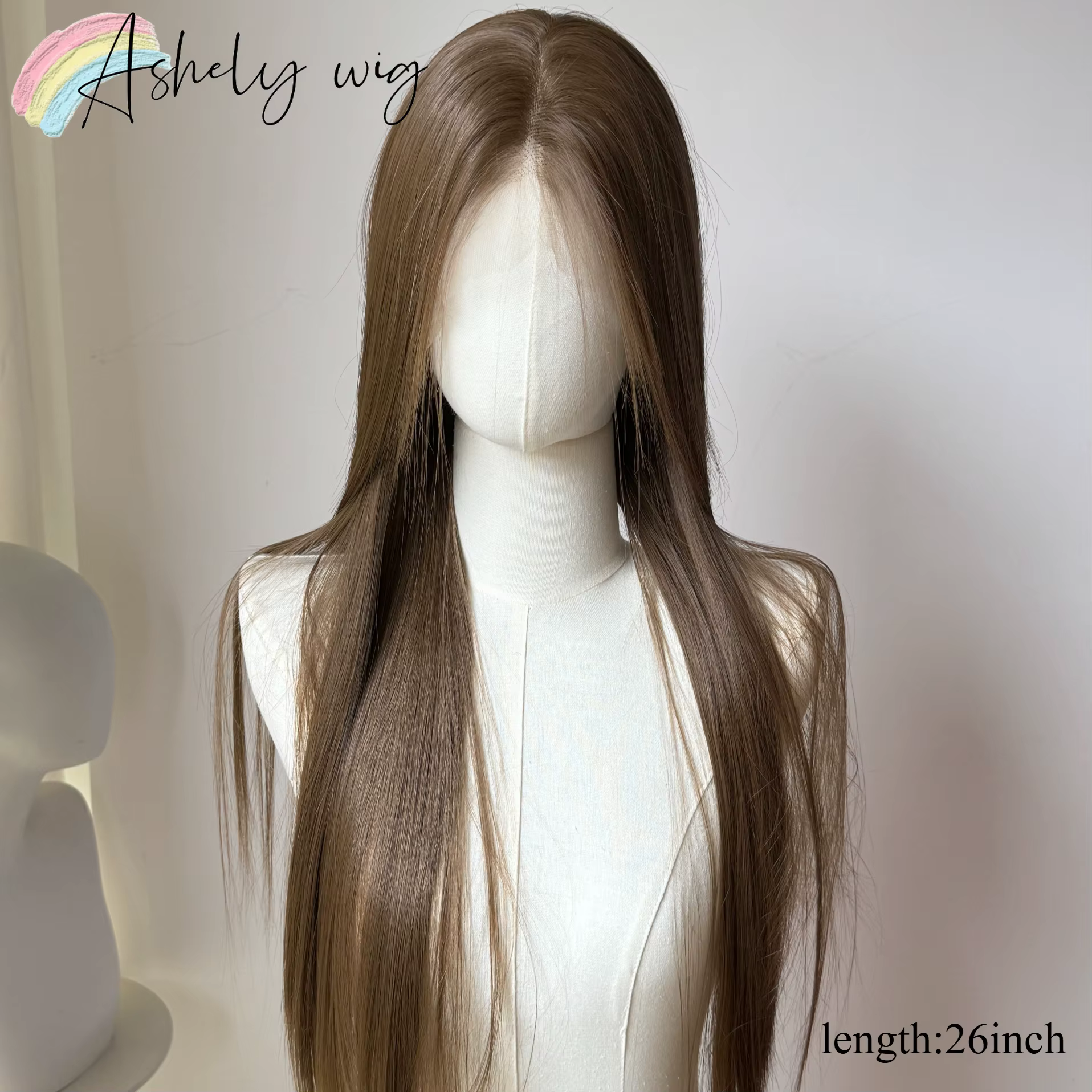 Perruque avant en dentelle brune pour femme, cheveux longs et raides, haute qualité, degré de chaleu