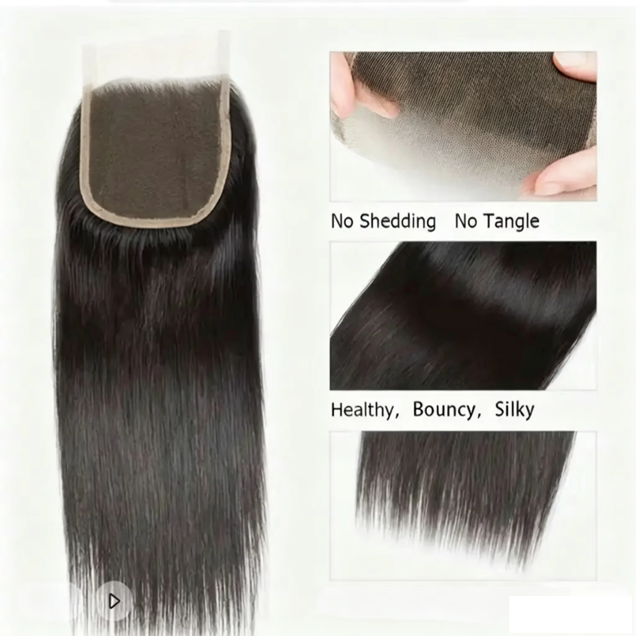 Closure en cheveux synthétiques couleur naturelle