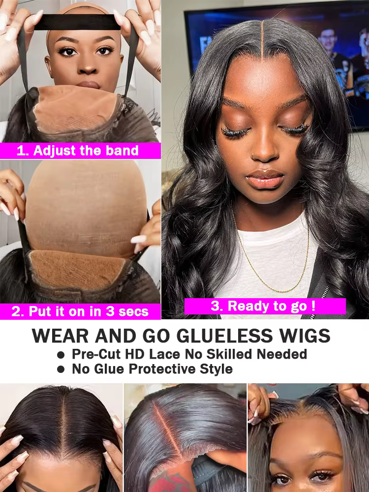 Perruques en cheveux humains ondulés, prêtes à porter sans colle, avec closure en dentelle HD 5x5 et